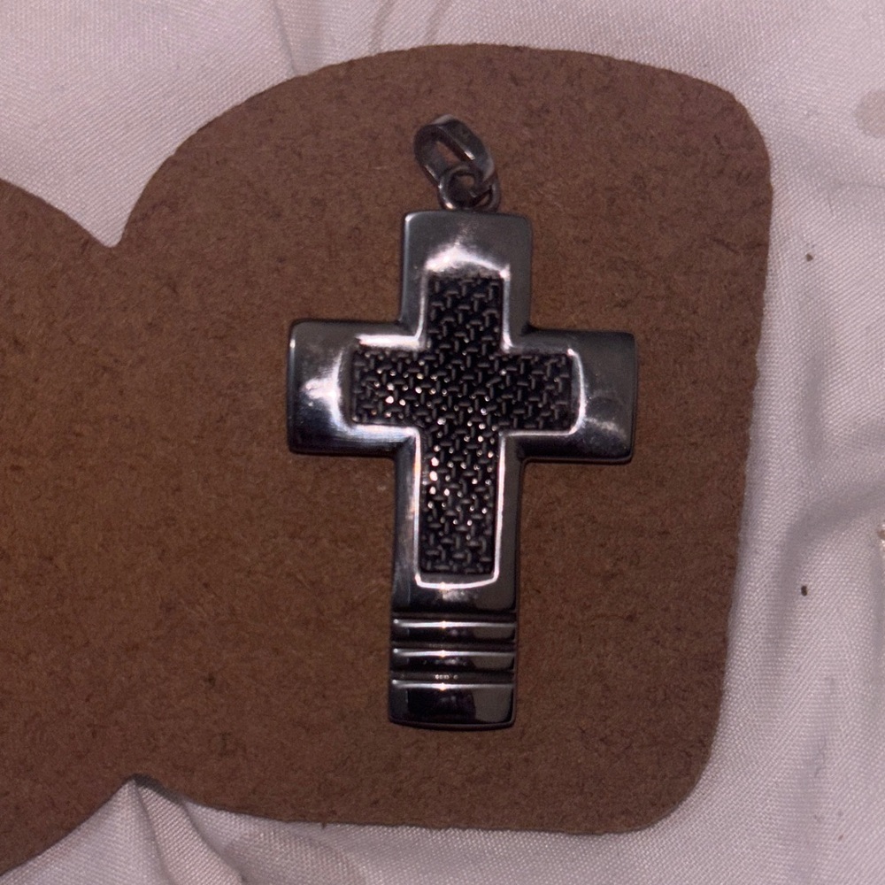 Silver and Black Cross Pendant